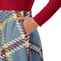 Plaid long sleeve midi dress - Thumbnail 2