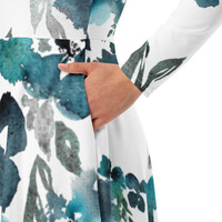 All-over print long sleeve midi dress - Thumbnail 2