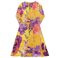 All-over print long sleeve midi dress - Thumbnail 3