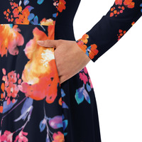 All-over print long sleeve midi dress - Thumbnail 2