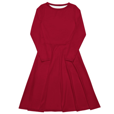 Burgundy (dark red) long sleeve midi dress