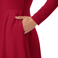 Burgundy (dark red) long sleeve midi dress - Thumbnail 2
