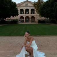 Classy Strapless White  A line Chiffon Long Evening Dress - Thumbnail 1