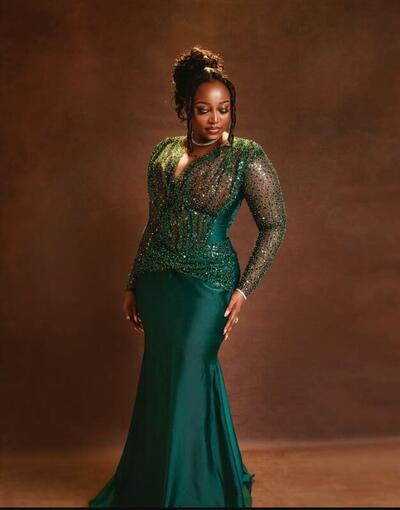 Plus Size Dark Green Mermaid Prom Dresses For Special Occasion Sequined Illusion Evening Formal Party Second Reception Birthday Dress