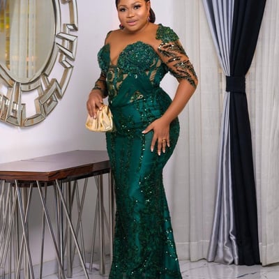 Arabic hunter green prom dresses lace beaded crystals evening formal party second reception birthday engagement gowns dress