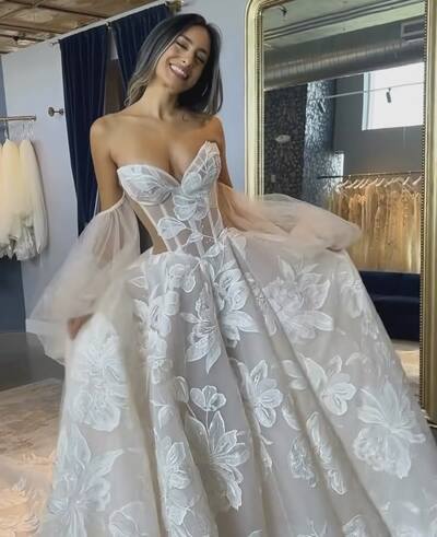 Lace Wedding Dress, Tulle Wedding Dress Bridal Gown