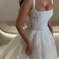 Luxury Pearls Wedding Dress, Tulle Wedding Dress Bridal Gown - Thumbnail 1