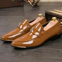 Pointed leather shoes for men slip-on hairstylist fashion shoes  2 colors - Thumbnail 3