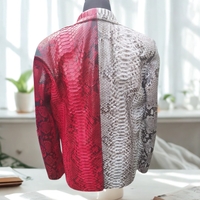 Snakeskin Leather Blazer - Thumbnail 1