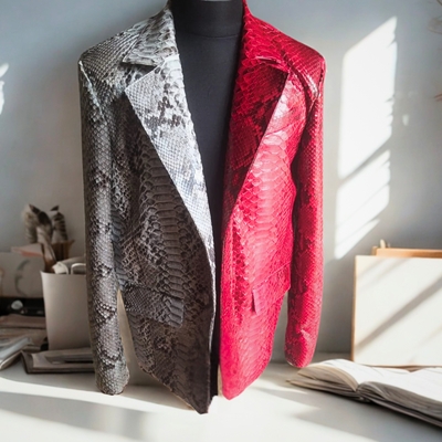 Snakeskin leather blazer