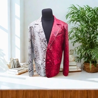 Snakeskin Leather Blazer - Thumbnail 2