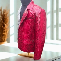 Snakeskin Leather Blazer - Thumbnail 4