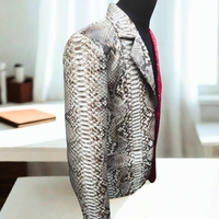 Snakeskin Leather Blazer - Thumbnail 5