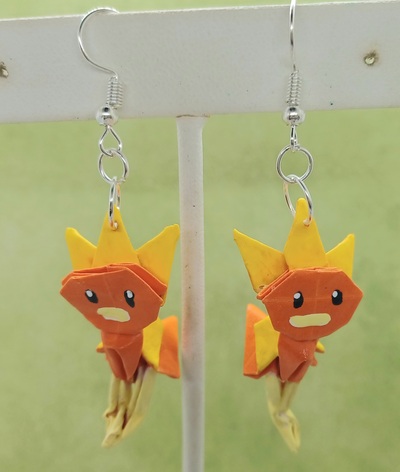 Origami earrings: Torchic