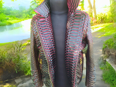 Snakeskin Biker Leather Jacket