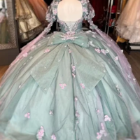 Princess Sweetheart Ball Gown Quinceanera Dresses With 3D Flowers - Thumbnail 1