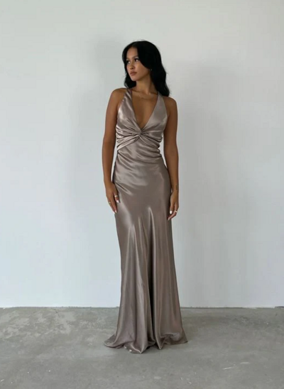 Charming V Neck Long Backless Prom Dresses