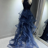 Navy Blue Sequins Long Prom Party Dress,1951 - Thumbnail 1