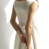 Bridal Shower Simple Wedding Dresses Wedding Dresses A-Line Sweetheart Long Sleeve Tea Length Chiffon Bridal Gowns With Ruched Split Front,1952 - Thumbnail 1