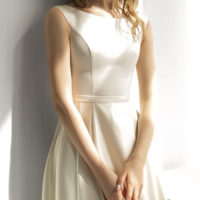 Bridal Shower Simple Wedding Dresses Wedding Dresses A-Line Sweetheart Long Sleeve Tea Length Chiffon Bridal Gowns With Ruched Split Front,1952 - Thumbnail 2