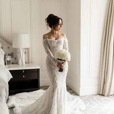 Sexy mermaid wedding dress, lace wedding dress bridal gown