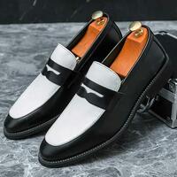 Men's business slip-on shoes large size color matching loafers 3 colors - Thumbnail 1