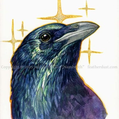 Original sparkling crow - watercolor painting