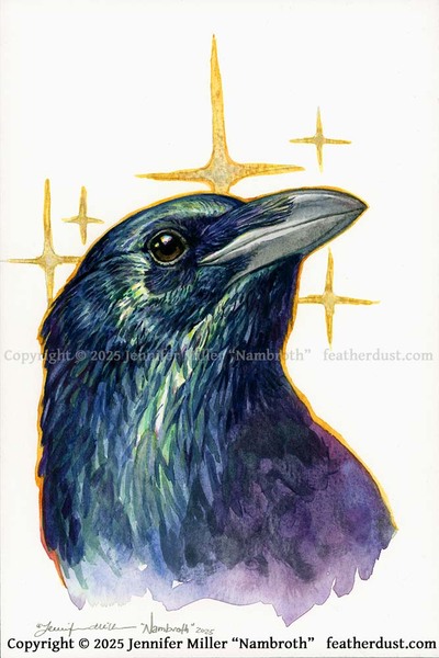 Original Sparkling Crow - Watercolor Painting