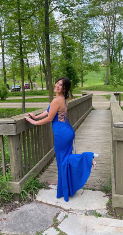 Mermaid Royal Blue Backless Stain Prom Dress 