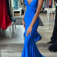 Mermaid Royal Blue Backless Stain Prom Dress  - Thumbnail 1