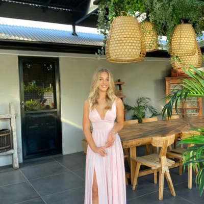 Floor length v-neck split pink chiffon prom dress long