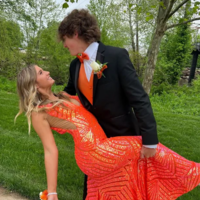 Elegant V Neck Orange Sleeveless Sequin Mermaid Prom Dresses - Thumbnail 1