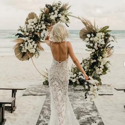 Sexy lace wedding dress, backless wedding dress bridal gown - Thumbnail 2