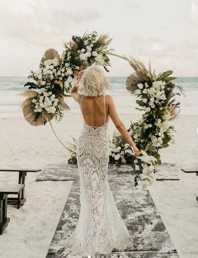 Sexy Lace Wedding Dress, Backless Wedding Dress Bridal Gown
