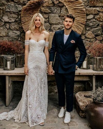 Boho Lace Wedding Dress, Lace Wedding Dress Bridal Gown