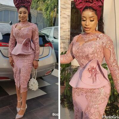 Elegant knee length sheath prom dresses arabic lace evening wear with long sleeves