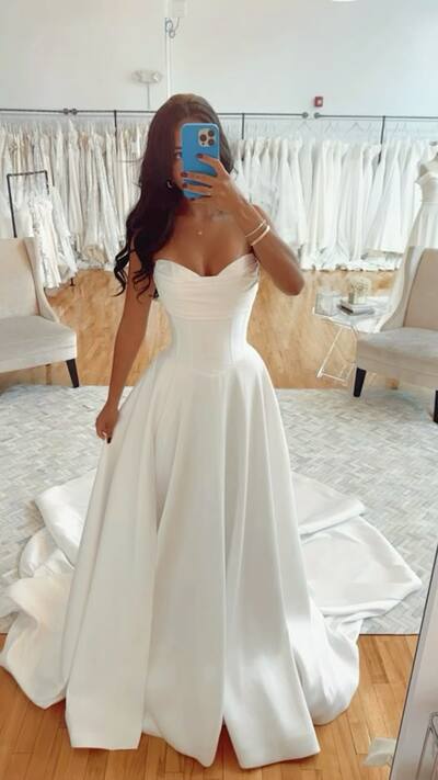 Simple Satin Wedding Dress Bridal Gown