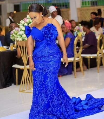 Plus Size Arabic Aso Ebi Royal Blue Luxurious Prom Dresses Lace Mermaid Sexy Evening Formal Party Second Reception Birthday Gowns Dress