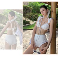 2pcs White Ruffle Bikini Set - Thumbnail 5