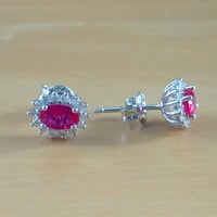 925 Ruby (Lab Created) Earrings/925 Silver Ruby Stud Earrings/Ruby Jewellery/Ruby Jewelry/Red Ruby Earrings/925Ruby Earrings/July Birthstone - Thumbnail 2