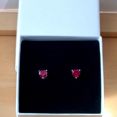 925 ruby (lab created) heart earrings/925 silver ruby stud earrings/ruby jewellery/ruby jewelry/red ruby earrings/925ruby earrings/july birthstone