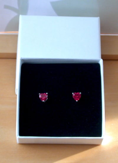 925 Ruby (Lab Created) Heart Earrings/925 Silver Ruby Stud Earrings/Ruby Jewellery/Ruby Jewelry/Red Ruby Earrings/925Ruby Earrings/July Birthstone