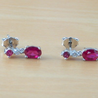 925 Ruby (Lab Created) Earrings/925 Silver Ruby Stud Earrings/Ruby Jewellery/Ruby Jewelry/Red Ruby Earrings/925Ruby Earrings/July Birthstone - Thumbnail 2