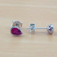 925 Ruby (Lab Created) Earrings/925 Silver Ruby Stud Earrings/Ruby Jewellery/Ruby Jewelry/Red Ruby Earrings/925Ruby Earrings/July Birthstone - Thumbnail 1
