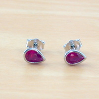 925 Ruby (Lab Created) Earrings/925 Silver Ruby Stud Earrings/Ruby Jewellery/Ruby Jewelry/Red Ruby Earrings/925Ruby Earrings/July Birthstone - Thumbnail 2