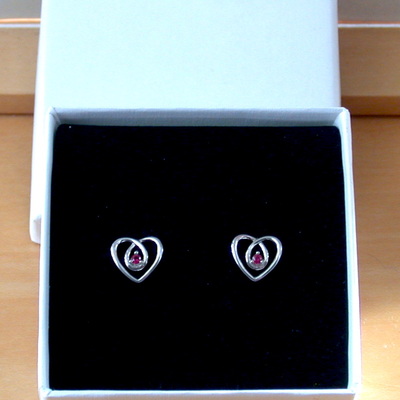 925 ruby (lab created) heart earrings/925 silver ruby stud earrings/ruby jewellery/ruby jewelry/red ruby earrings/925ruby earrings/july births
