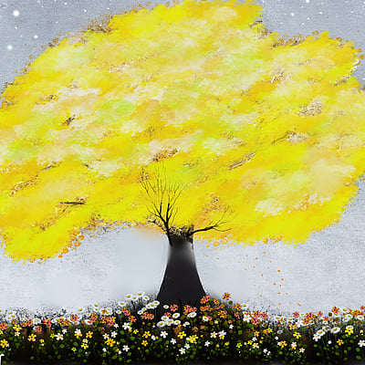 Golden tree of prosperity art print