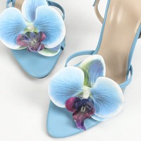 Blue Floral Strappy High Heels Sandals - Thumbnail 5