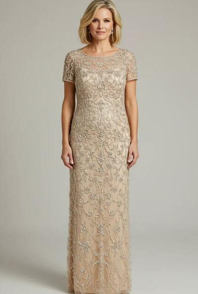 Champagne Sheath Sequins Lace Mother of Bride/Groom Dress Evening Formal Gown