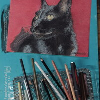 "Morning Cat", Original Realism Drawing By N.E.Thompson, Artwork Size 8x10 Inches - Thumbnail 4